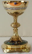 Solid silver gilt antique French Romanesque Chalice.